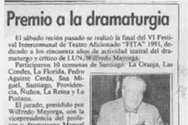 Premio a la dramaturgia  [artículo].