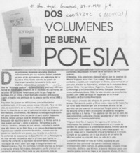 Dos volúmenes de buena poesía