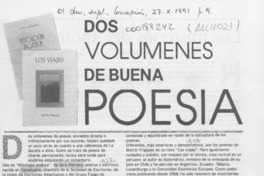 Dos volúmenes de buena poesía