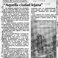 "Aquella ciudad lejana"  [artículo].