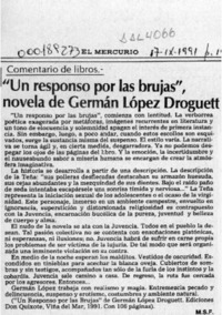 "Un responso por las brujas", novela de Germán López Droguett  [artículo] M. S. F.