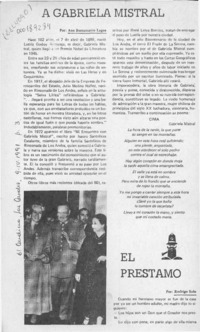 A Gabriela Mistral  [artículo] Ana Bustamante Lagos.