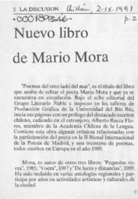 Nuevo libro de Mario Mora  [artículo].