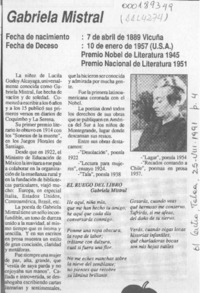 Gabriela Mistral  [artículo].