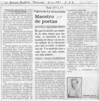 Maestro de poetas  [artículo] Benjamín Vogel M.