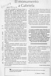 El monumento a Gabriela  [artículo] Tomás Eastman Montt.