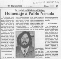 Homenaje a Pablo Neruda  [artículo].