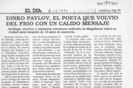 Dinko Pavlov, el poeta que volvió del frío con un cálido mensaje  [artículo].
