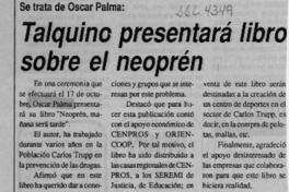Talquino presentará libro sobre el neoprén  [artículo].