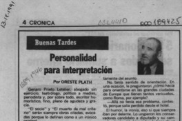 Personalidad para interpretación  [artículo] Oreste Plath.