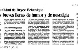 Tres novelas breves llenas de humor y de nostalgia  [artículo] Eduardo Guerrero del Río.