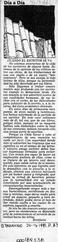 Cuando el escritor se va