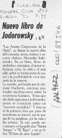 Nuevo libro de Jodorowsky  [artículo]