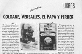 Coloane, Versalles, el Papa y Ferrer  [artículo] C. R.