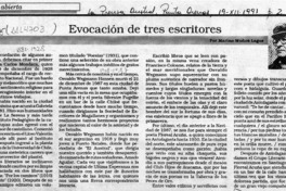 Evocación de tres escritores  [artículo]Marino Muñoz Lagos.