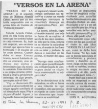"Versos en la arena"  [artículo] Luis E. Aguilera.