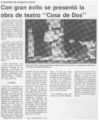 Con gran éxito se presentó la obra de teatro "Cosa de dos"