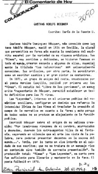 Gustavo Adolfo Bécquer  [artículo] Darío de la Fuente D.