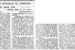 "Premios nacionales de literatura", de Miguel Angel Díaz  [artículo] Darío de la Fuente.