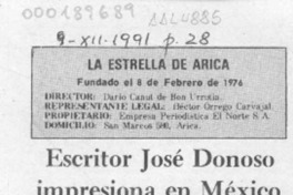 Escritor José Donoso impresiona en México  [artículo] Francisco Leal.