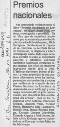 Premios nacionales  [artículo].
