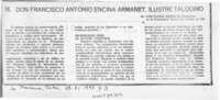 Don Francisco Antonio Encina Armanet, ilustre talquino  [artículo] Luis Flores Sierra.