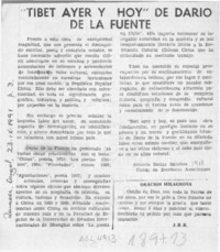 "Tibet ayer y hoy" de Darío de la Fuente  [artículo] Antonio Rodas Sánchez.