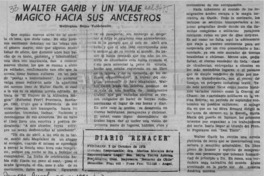Walter Garib y un viaje mágico hacia sus ancestros : [artículo]