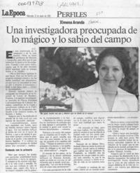 Una investigadora preocupada de lo mágico y lo sabio del campo  [artículo] A. C.