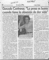 Gonzalo Contreras, "La prosa es buena cuando tiene la obsesión de dar vida"  [artículo]