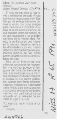 Tú puedes vivir cada minuto  [artículo]