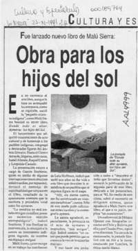 Obra para los hijos del sol  [artículo]