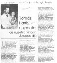 Tomás Harris, un poeta de nuestra historia de cada día
