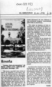 Aculeo, tierra de recuerdos  [artículo] O. Z. S.