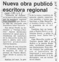 Nueva obra publicó escritora regional  [artículo].