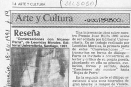 Conversaciones con Nicanor Parra  [artículo] E. U.