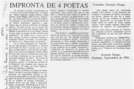 Impronta de 4 poetas  [artículo] Gonzalo Drago.