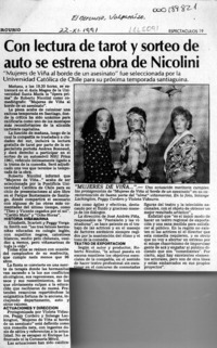 Con lectura de tarot y sorteo de auto se estrena obra de Nicolini  [artículo].