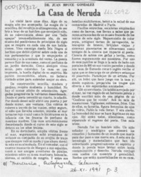 La casa de Neruda  [artículo] Juan Bruce González.