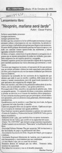 "Neoprén, mañana será tarde"  [artículo].