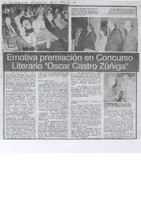Emotiva premiación en concurso literario "Oscar Castro Zúñiga"