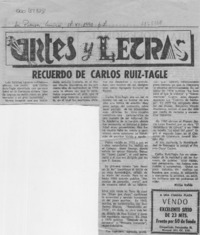 Recuerdo de Carlos Ruiz Tagle  [artículo] Matías Rafide.