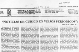 "Noticias de Curicó en viejos periódicos"  [artículo] Darío de la Fuente D.