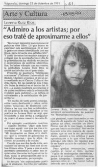 "Admiro a los artistas, por eso traté de aproximarme a ellos"  [artículo].