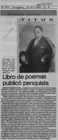 Libro de poemas publicó penquista  [artículo].