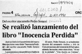 Se realizó lanzamiento del libro "Inocencia perdida"  [artículo].