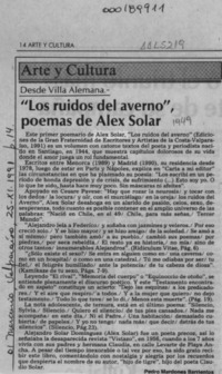 "Los ruidos del averno", poemas de Alex Solar