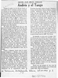 Andrés y el tango  [artículo] Juan Bruce González.