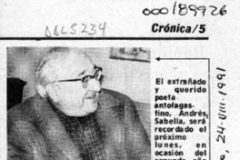 Corporación cultural Andrés Sabella recordará al poeta  [artículo].