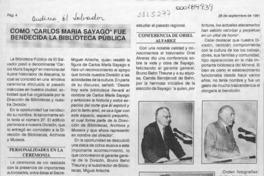 Como "Carlos María Sayago" fue bendecida la biblioteca pública  [artículo].